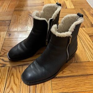 3.1 Phillip Lim Black Ankle Boots with Shearling Lining